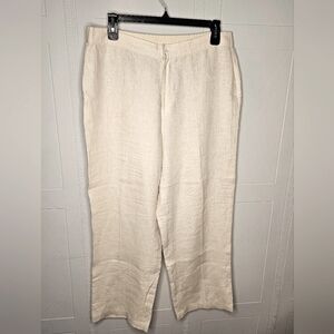 dbLife Womens  Vintage Cream Linen Pants Wide Leg High Rise Flat Front Sz XL EUC